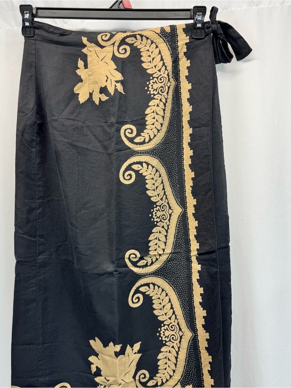 Black Maxi Wrap Silk Skirt 28" S Boho Vtg Romantic Dark Academia Preppy - Picture 3 of 7